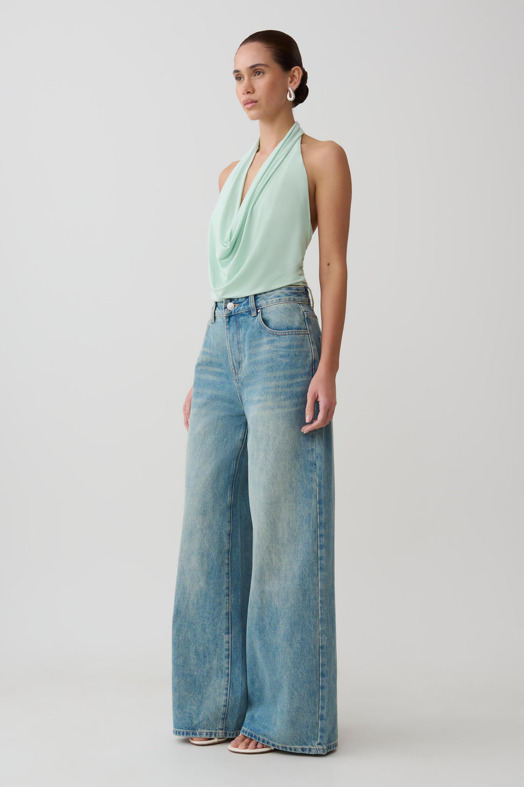 Cowl Front Modal Top - Mint