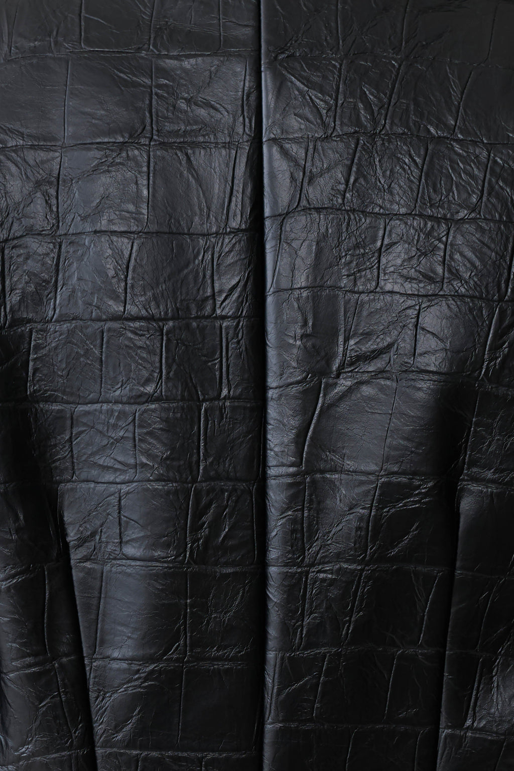 Croc Faux Leather Coat - Black