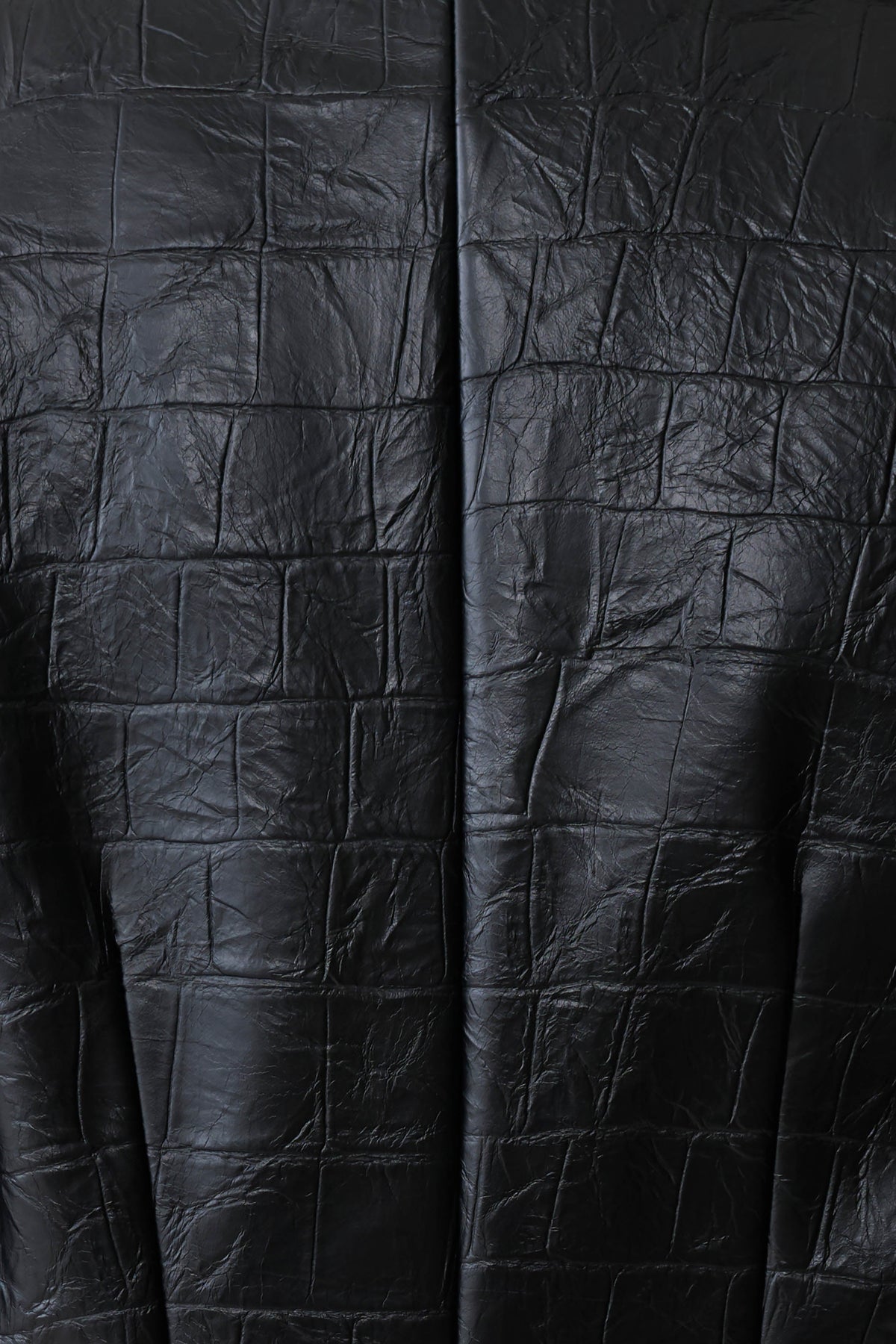 Croc Faux Leather Coat - Black