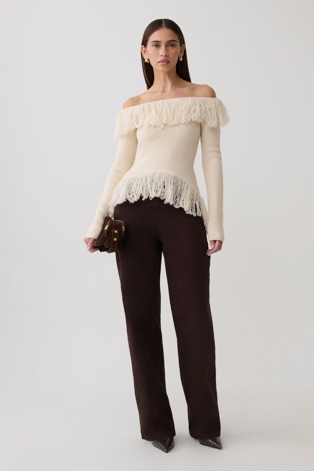 Fringe Knit Top - Cream