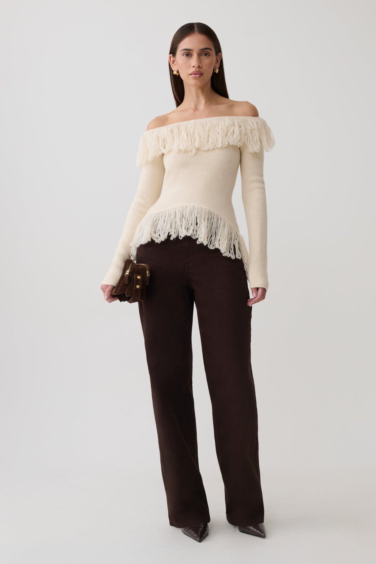 Fringe Knit Top - Cream