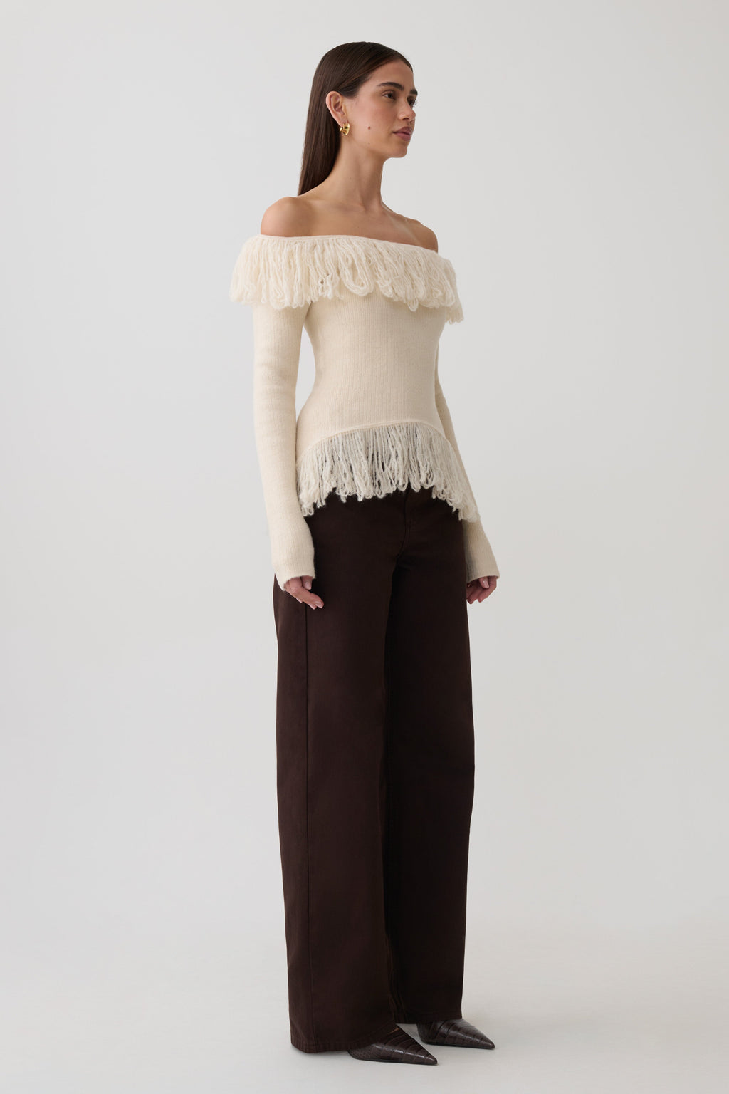 Fringe Knit Top - Cream