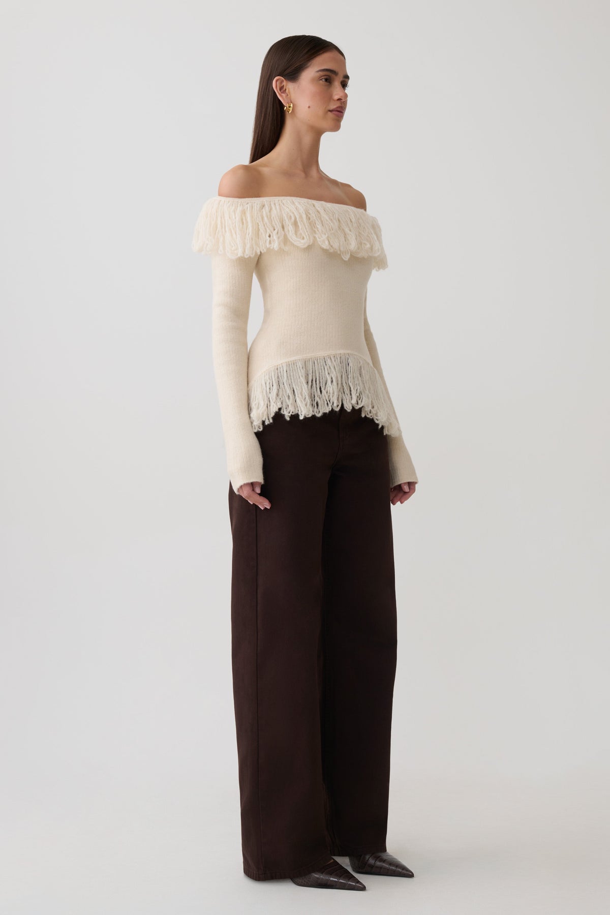 Fringe Knit Top - Cream