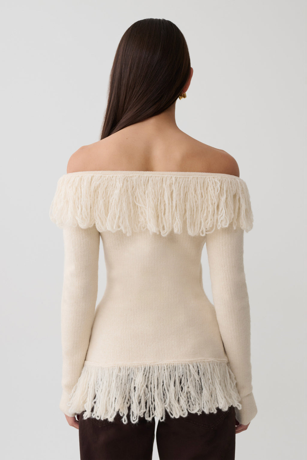 Fringe Knit Top - Cream