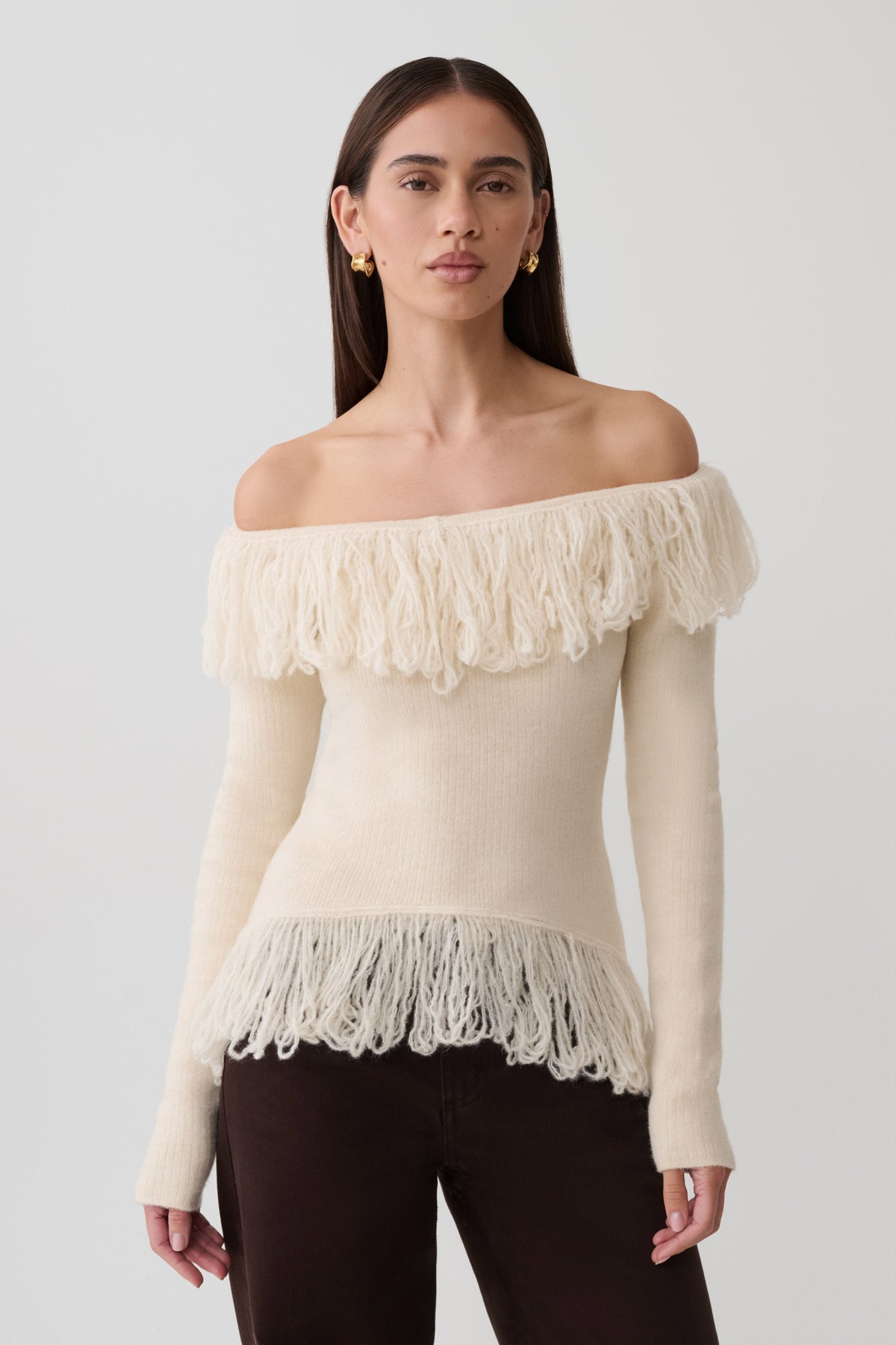 Fringe Knit Top - Cream