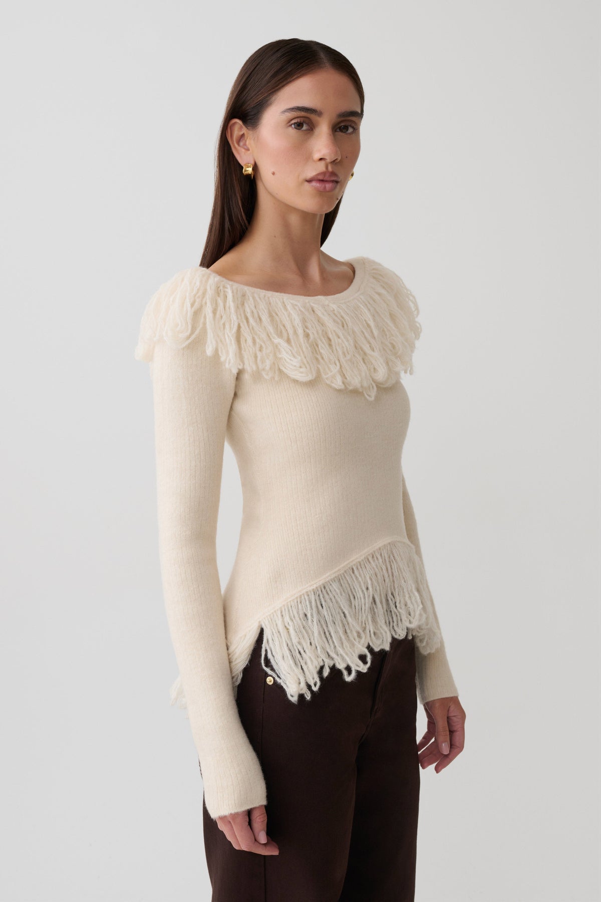 Fringe Knit Top - Cream