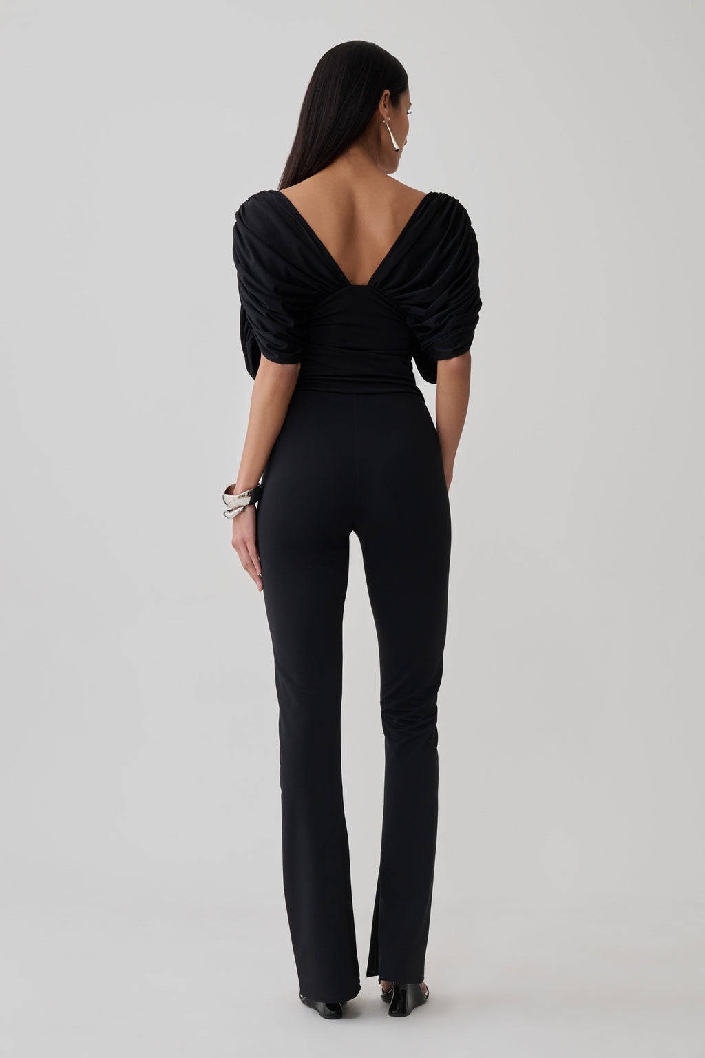 Gathered Bodice Top - Black