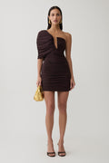 Gathered Centre Wire Mini Dress - Chocolate