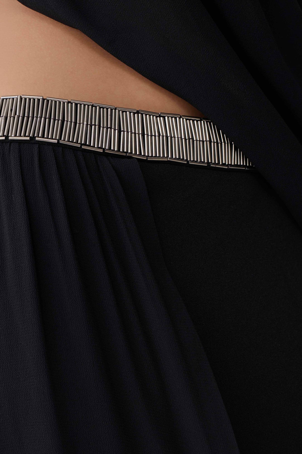 Chiffon Strapless Maxi Dress - Black