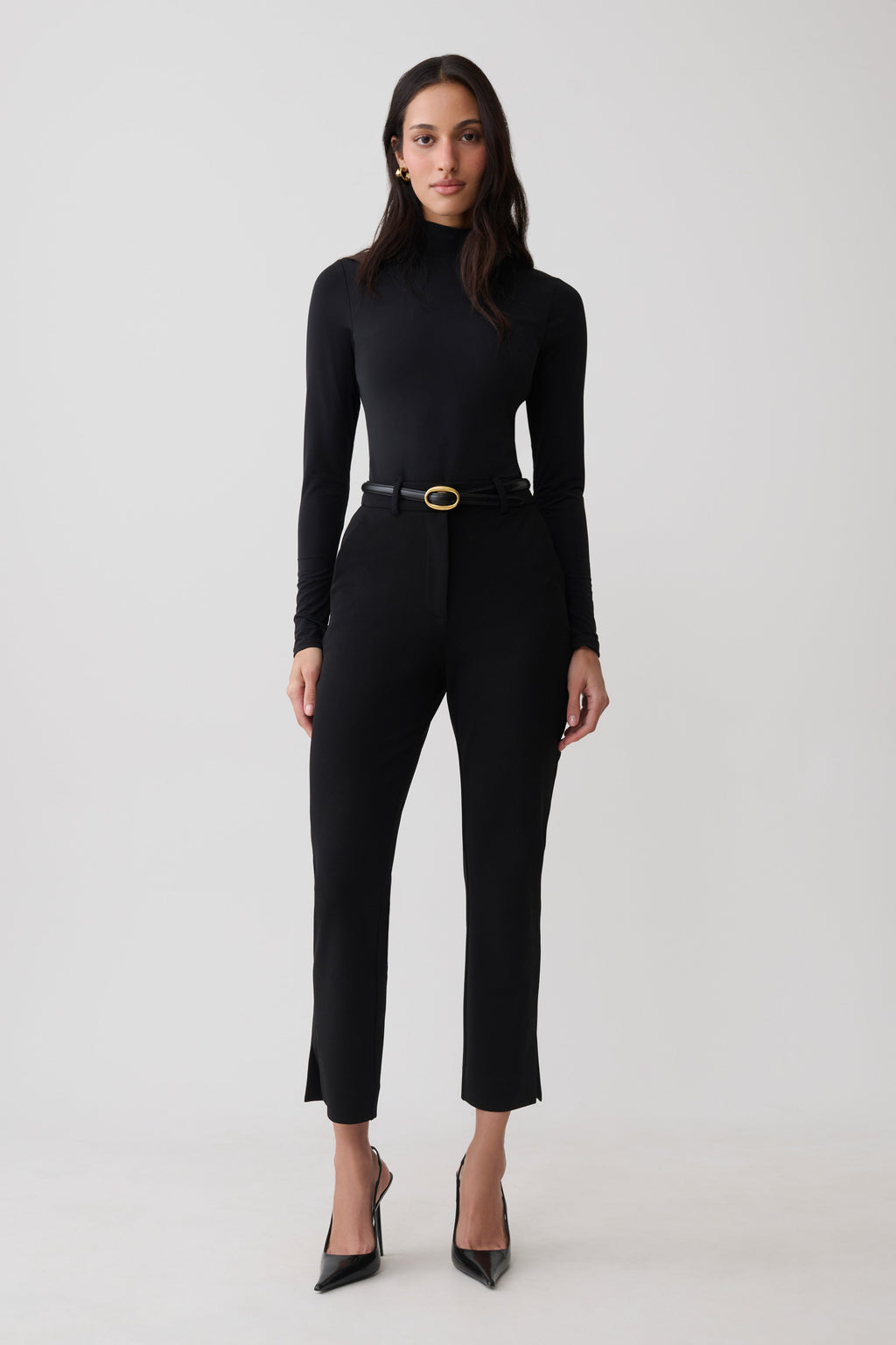 Long Sleeve High Neck Bodysuit - Black