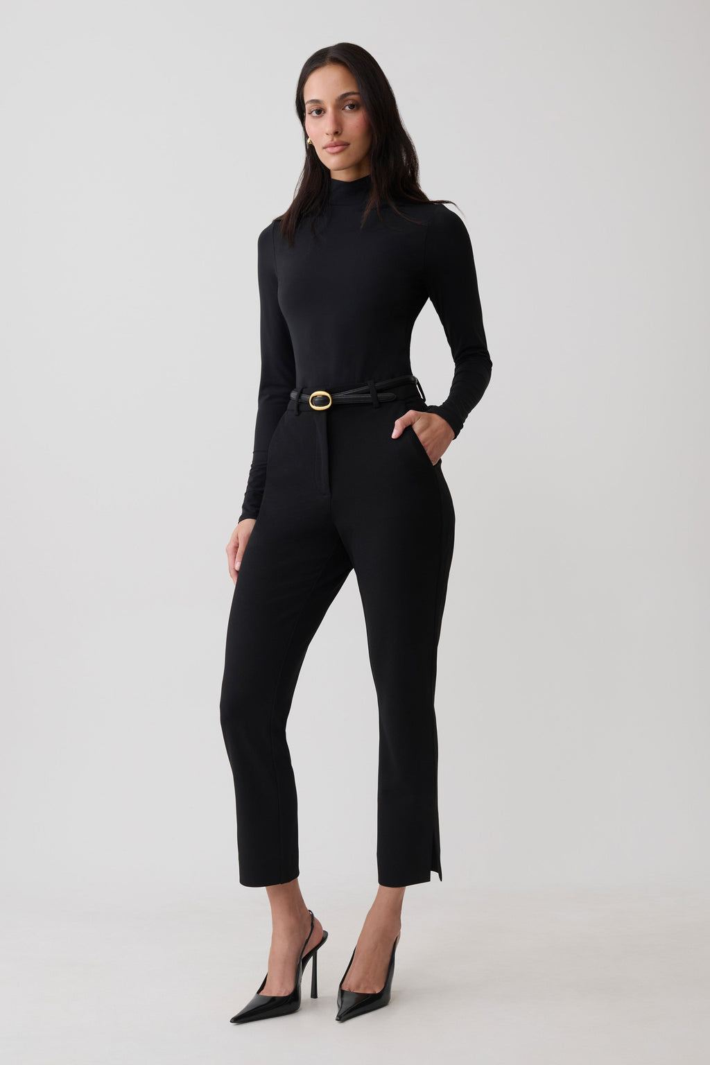 Long Sleeve High Neck Bodysuit - Black