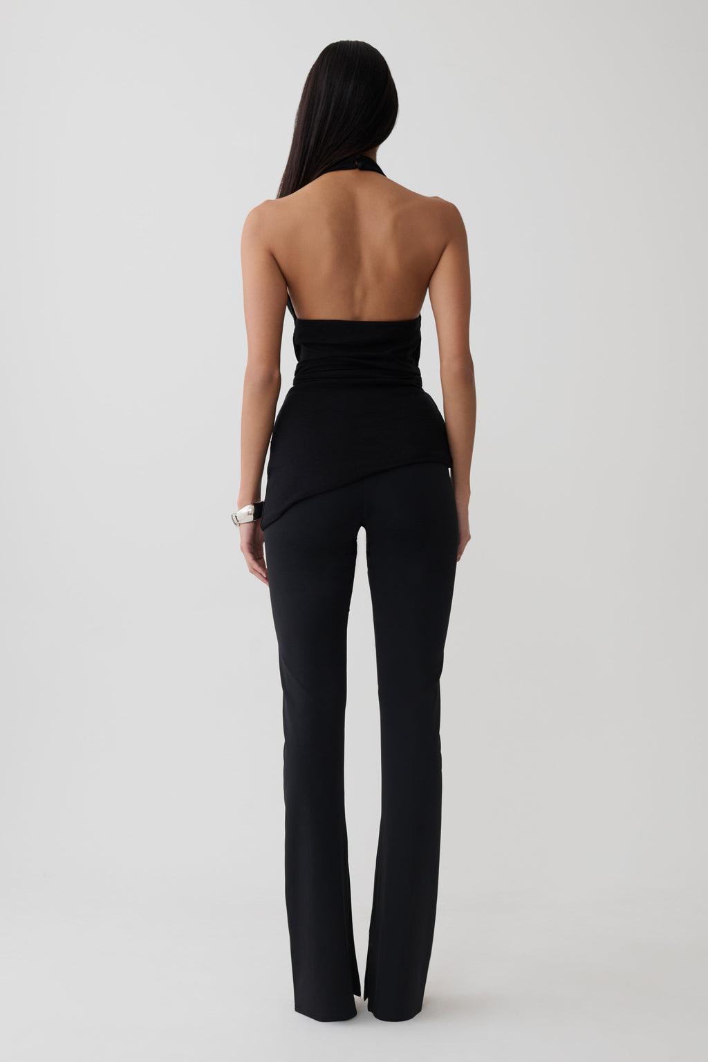 Front Tie Halter Top - Black