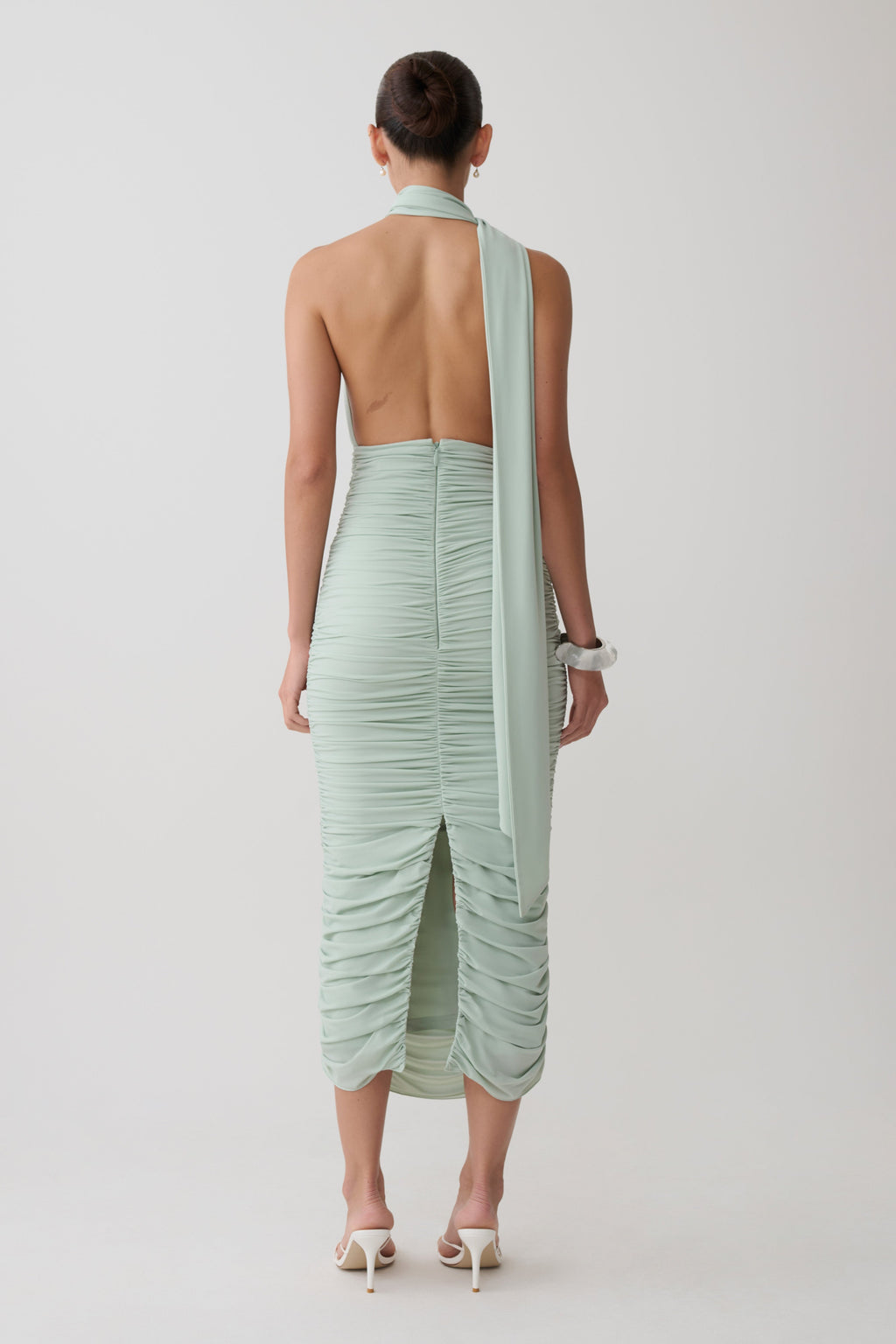 Draped Midi Dress - Aqua Grey