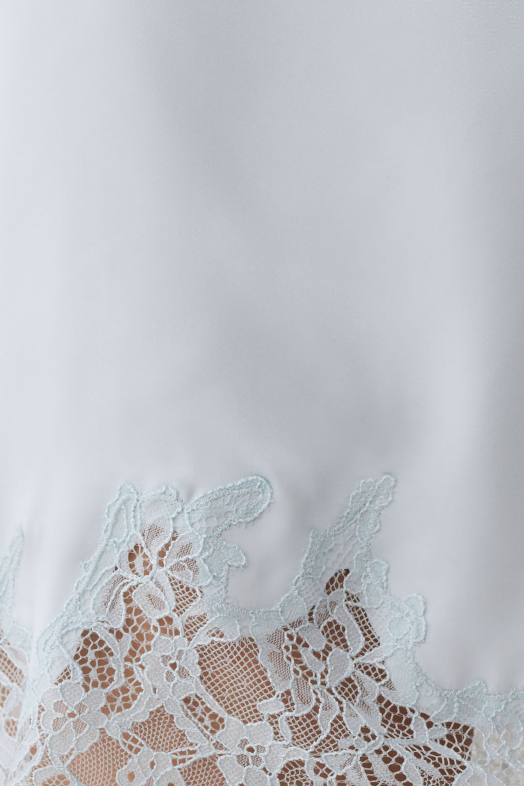 Lace And Satin Mini Skirt - Ice Blue