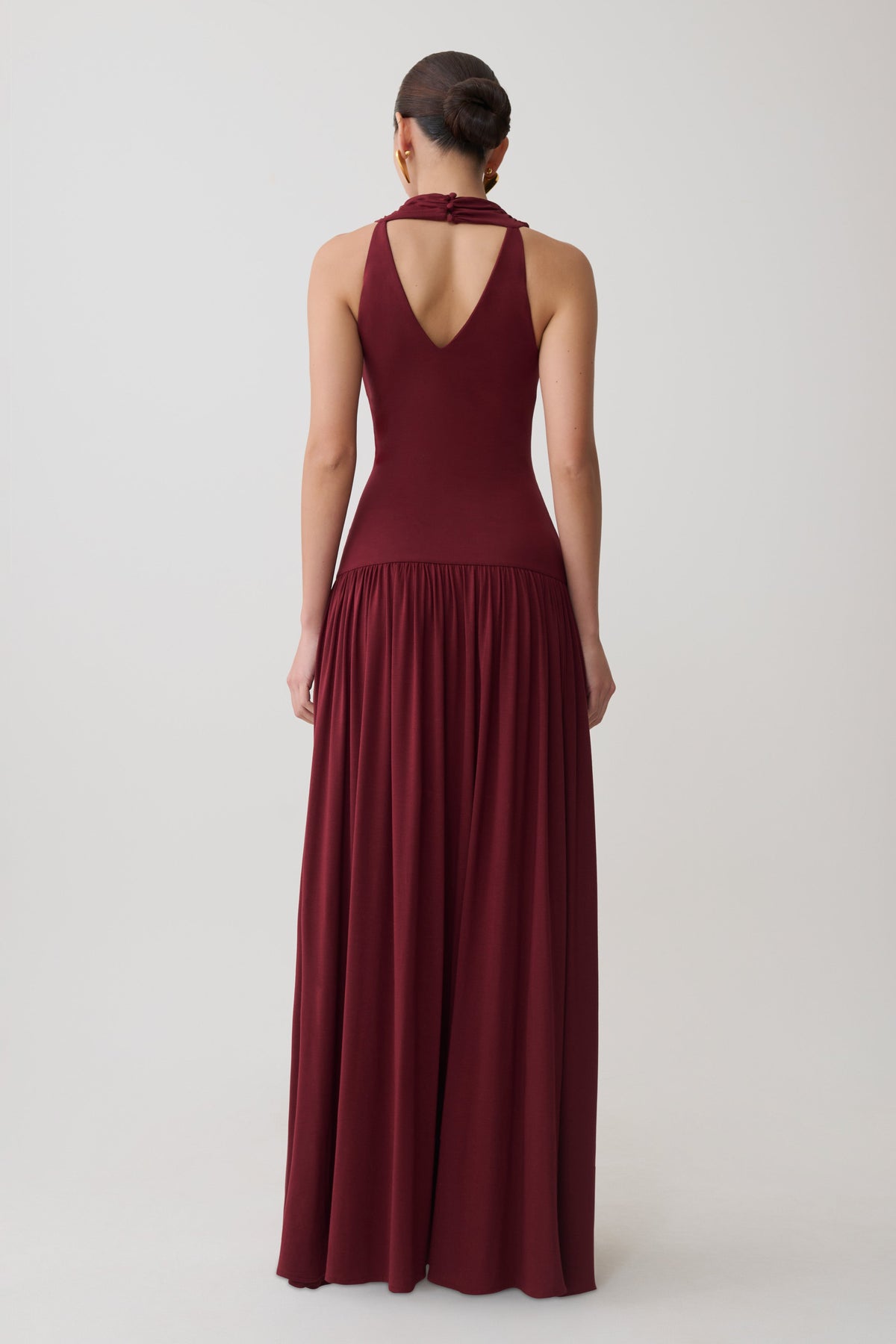 High Neck Modal Maxi Dress - Wine