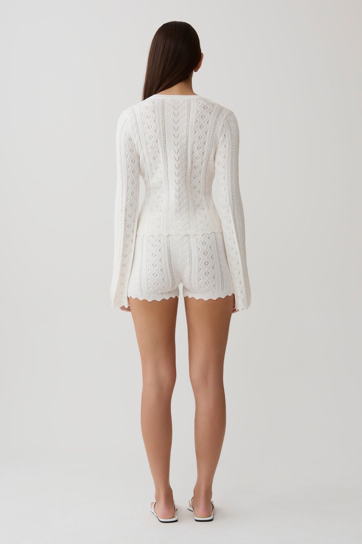 Pointelle Knit Shorts - White