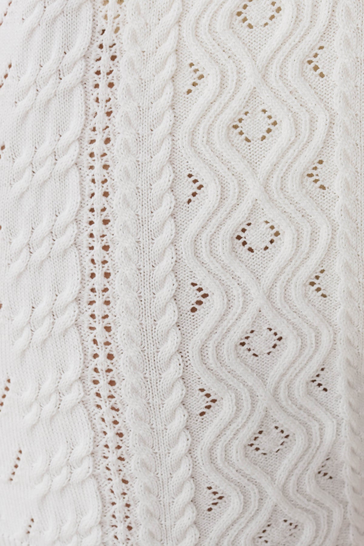 Pointelle Knit Long Sleeve Top - White