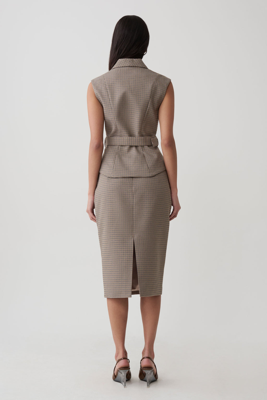 Suiting Asymmetrical Vest - Tan Check