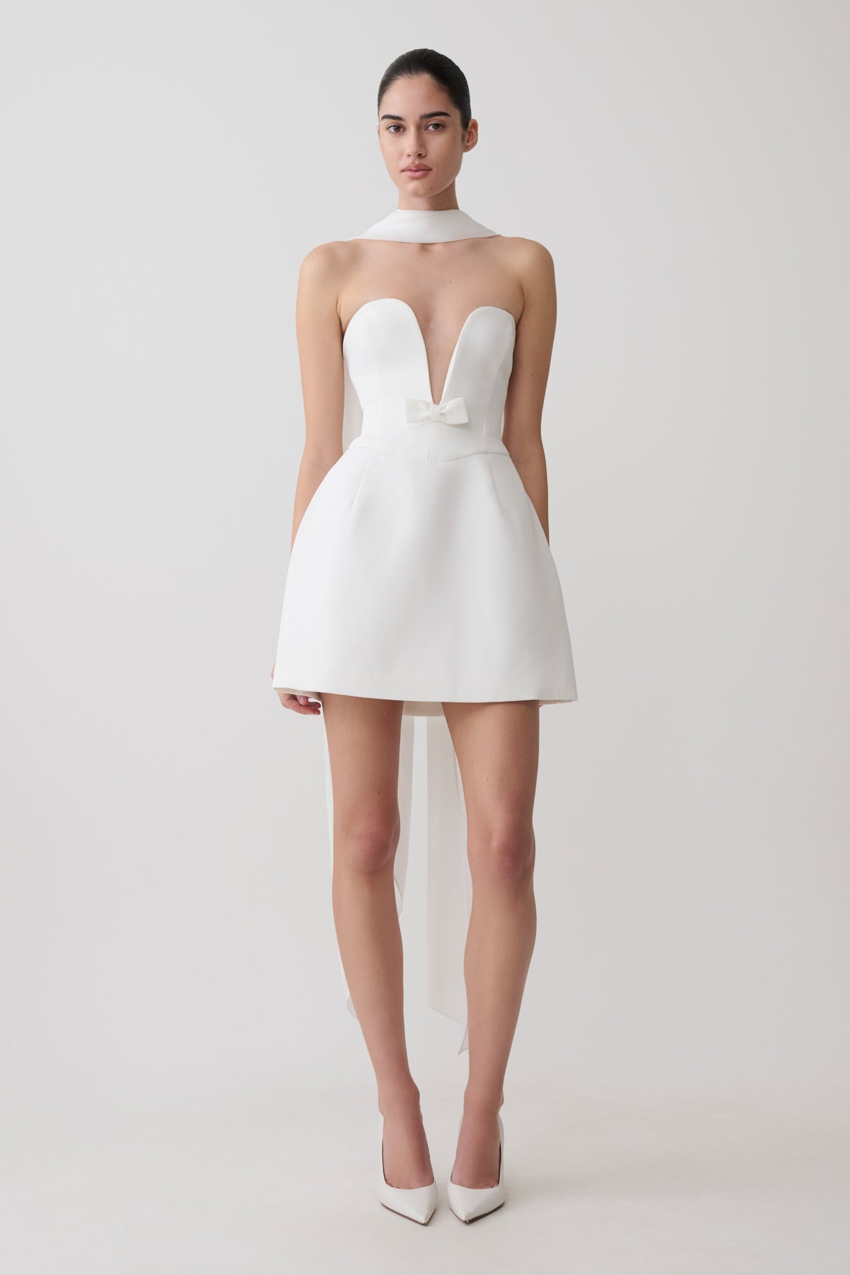 Strapless Suiting Mini Dress - Ivory