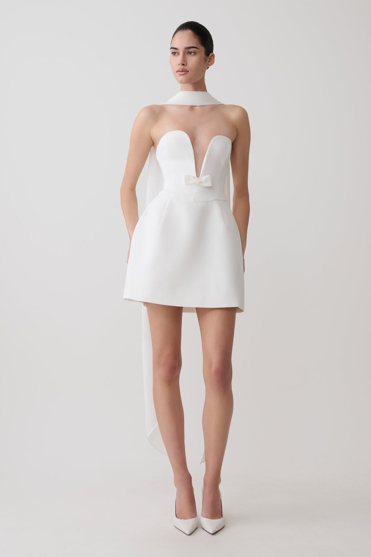Strapless Suiting Mini Dress - Ivory