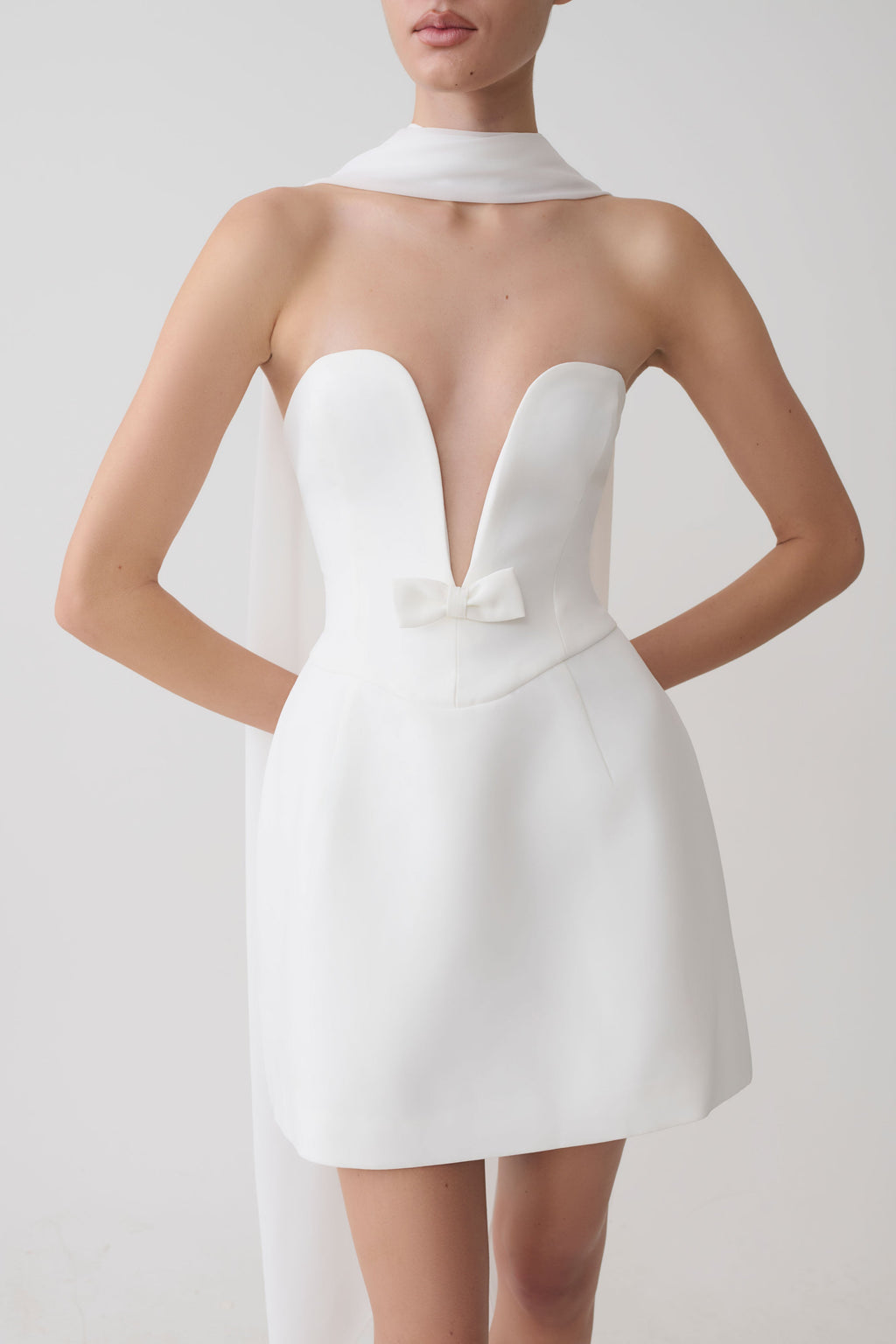 Strapless Suiting Mini Dress - Ivory