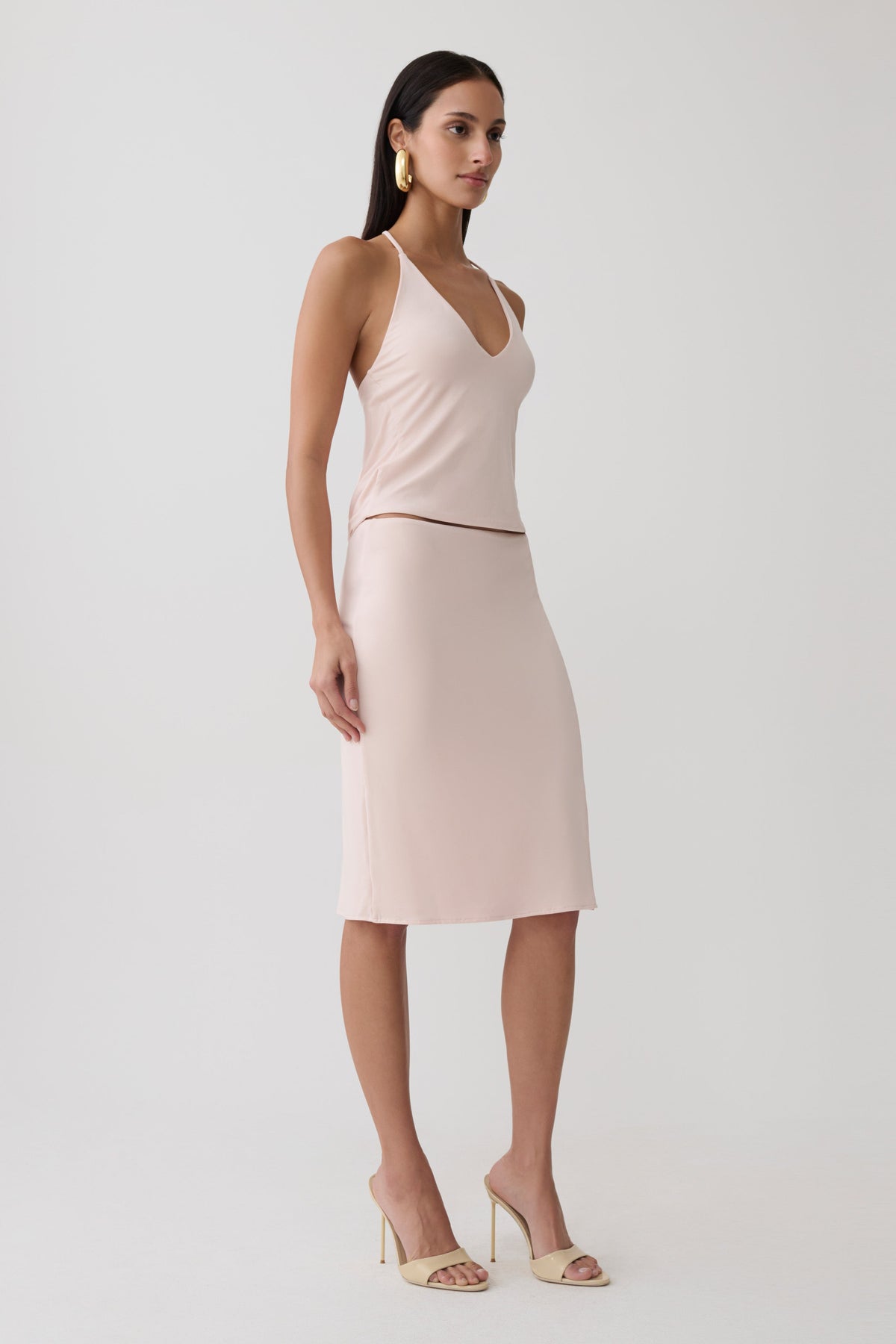 Peached Jersey Draped Back Top - Muted Pink