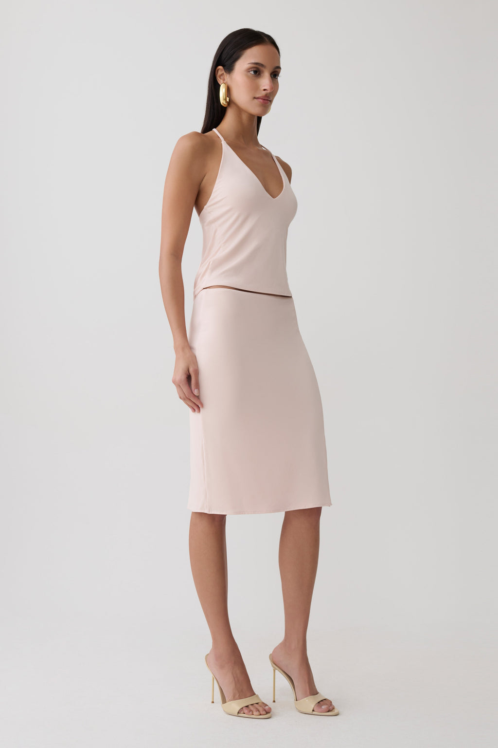 Peached Jersey Midi Skirt - Muted Pink