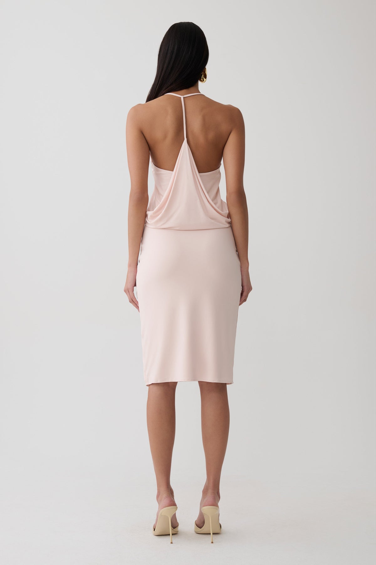 Peached Jersey Draped Back Top - Muted Pink