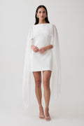 Chiffon Overlay Mini Dress - White