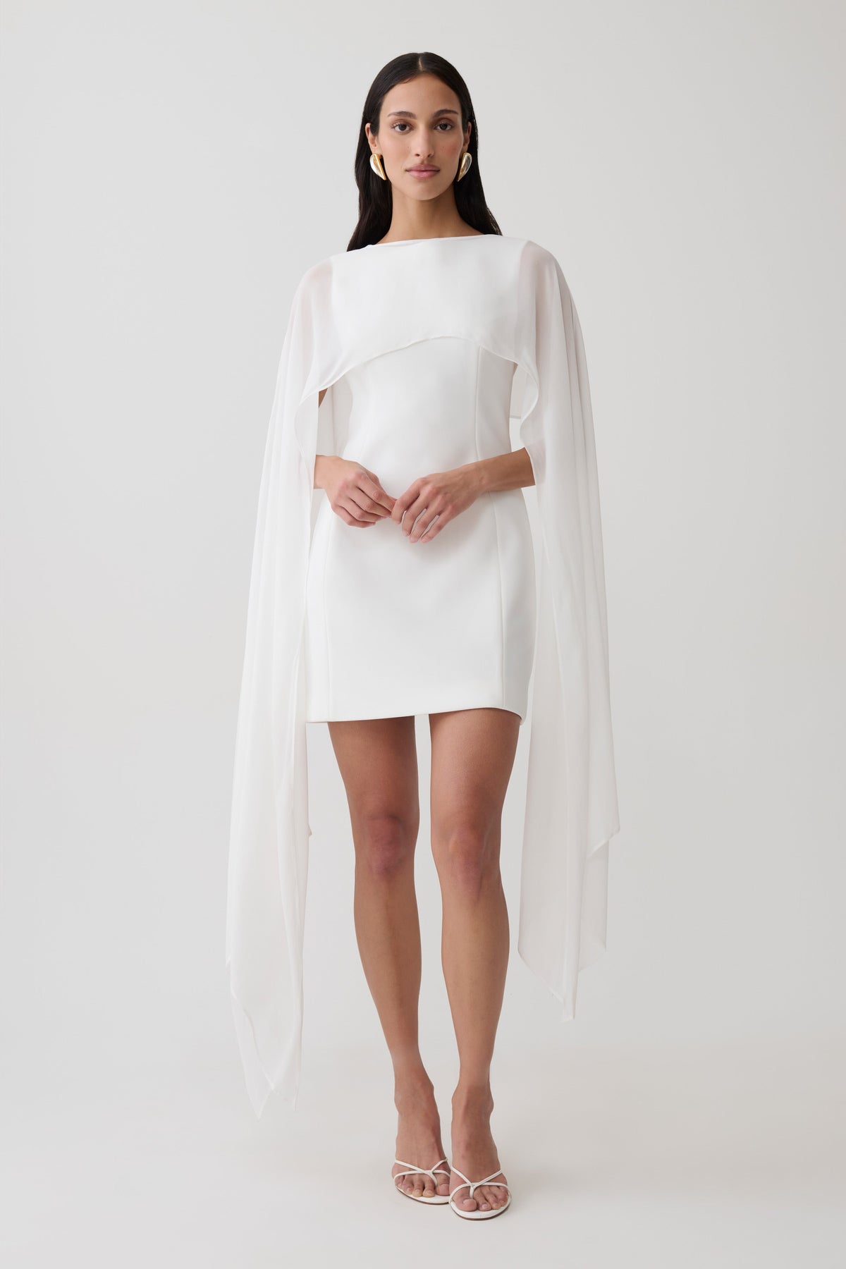 Chiffon Overlay Mini Dress - White