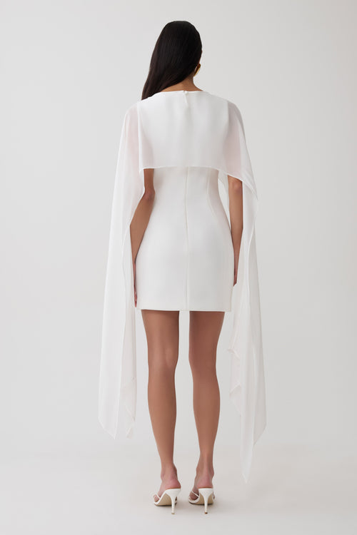 Chiffon Overlay Mini Dress - White