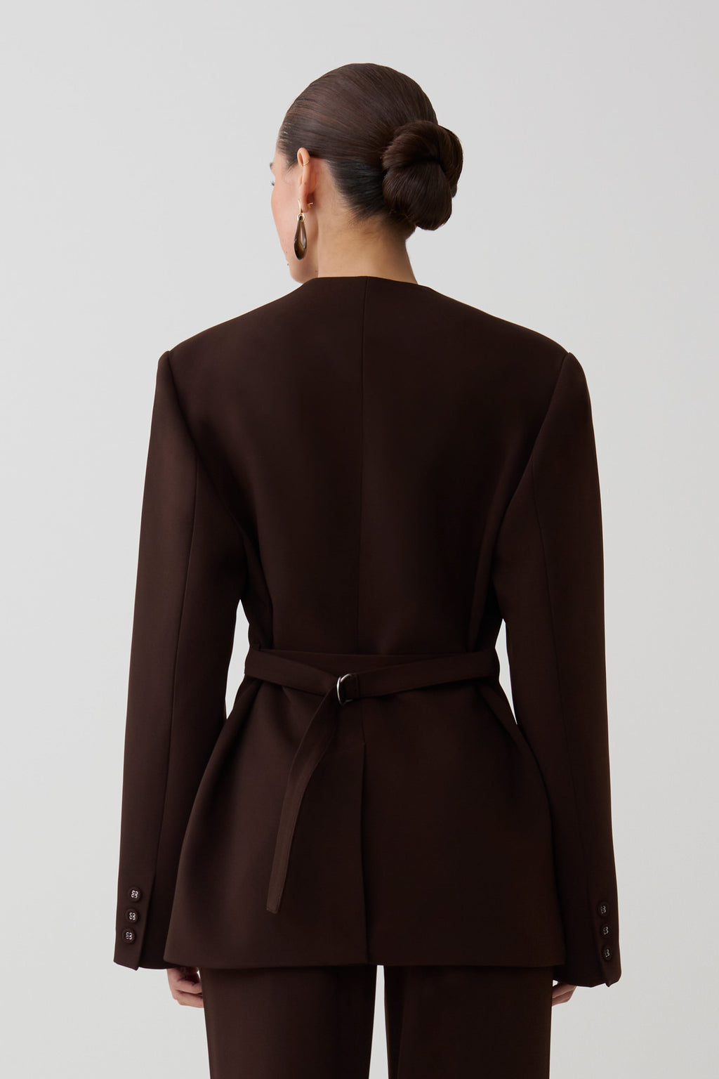 Drop Shoulder Suiting Blazer - Dark Chocolate