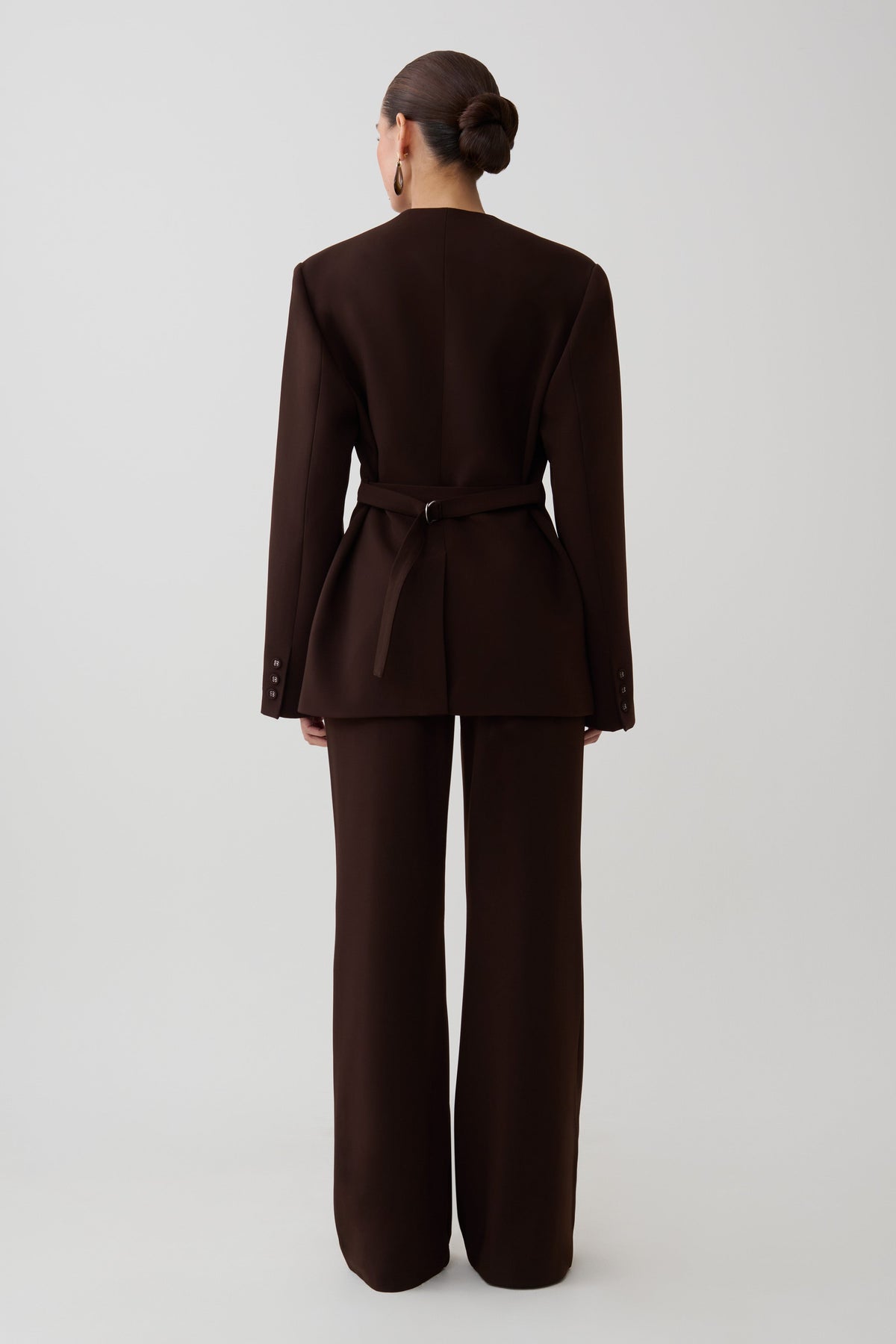 Fit And Flare Suiting Pants - Dark Chocolate