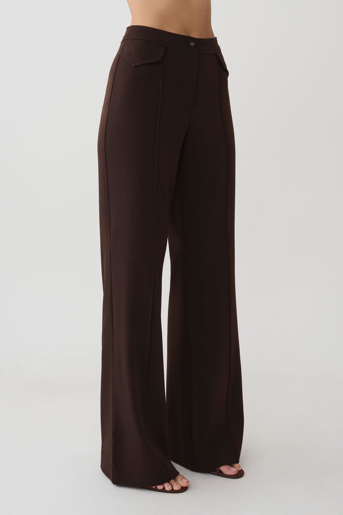 Fit And Flare Suiting Pants - Dark Chocolate