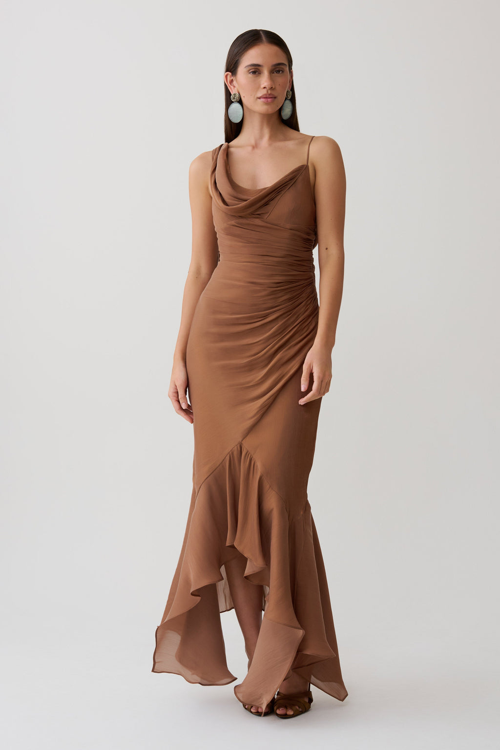 Draped Maxi Dress - Cognac