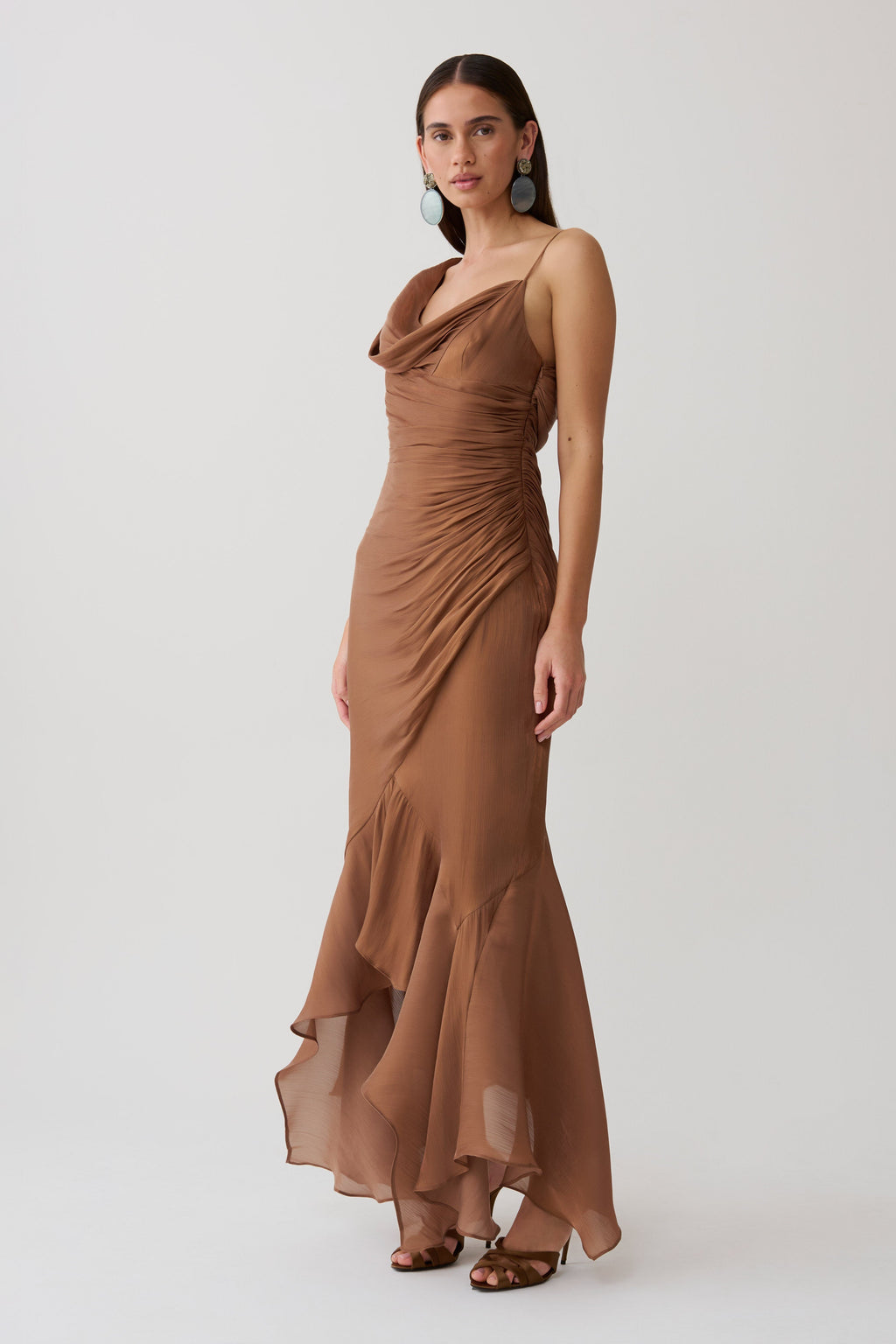 Draped Maxi Dress - Cognac