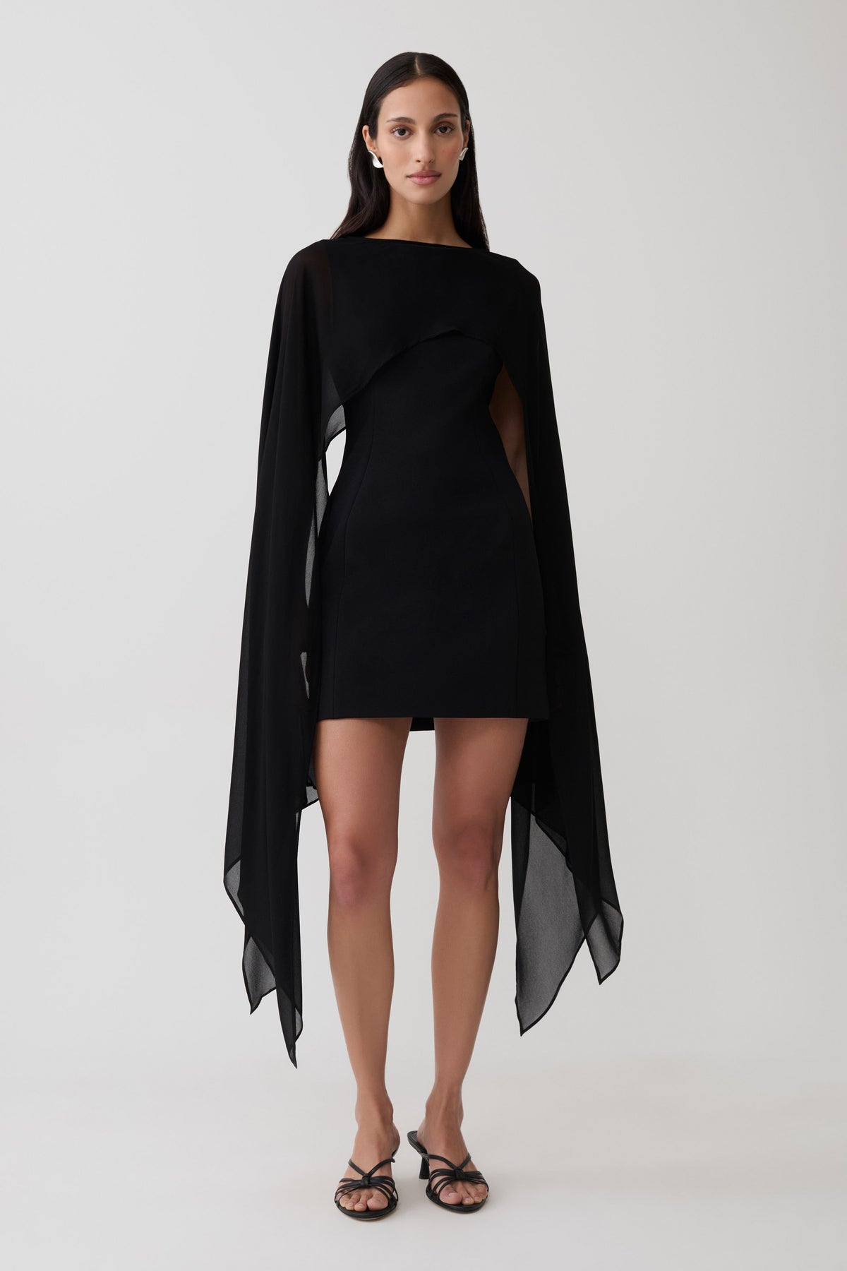 Chiffon Overlay Mini Dress - Black