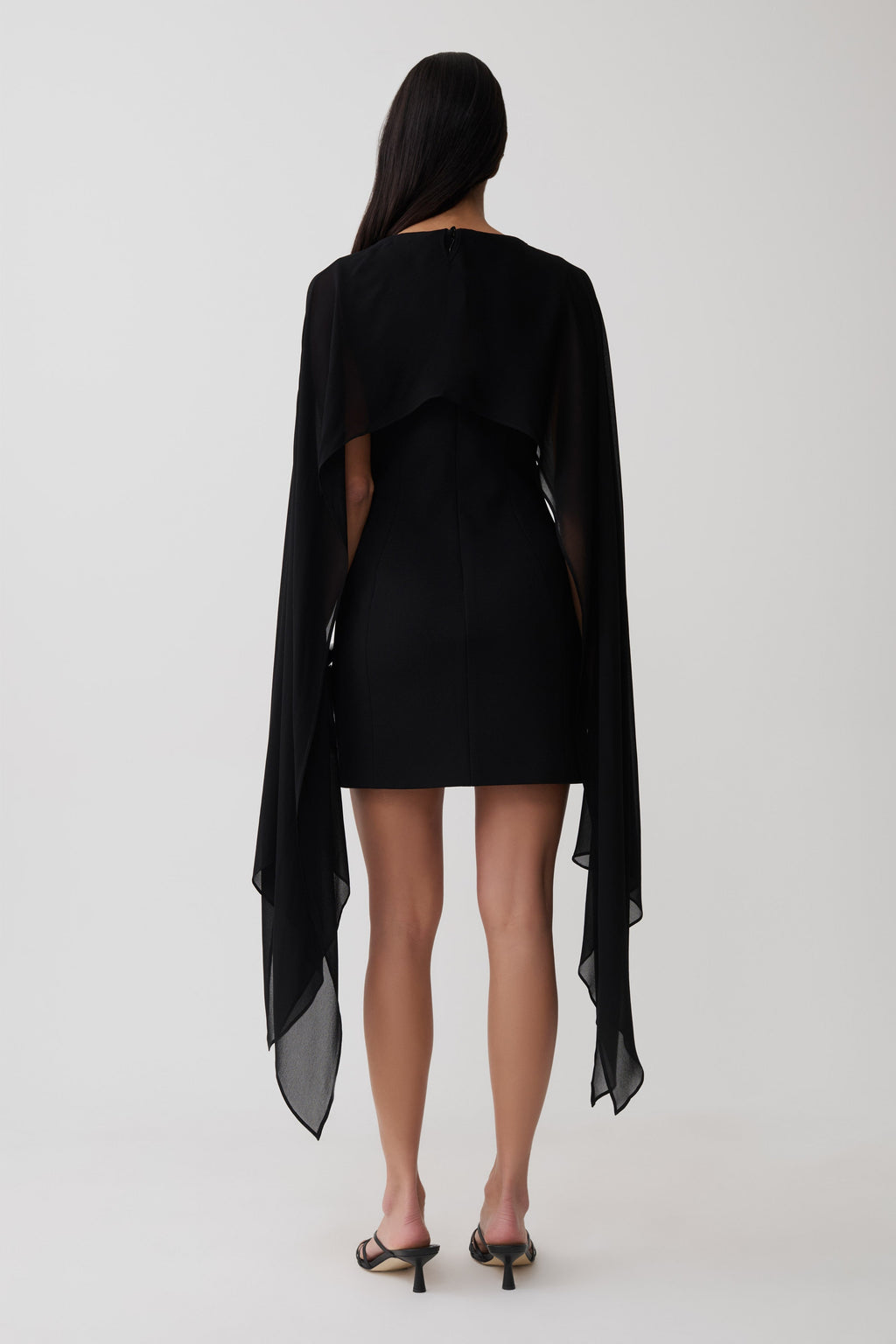 Chiffon Overlay Mini Dress - Black