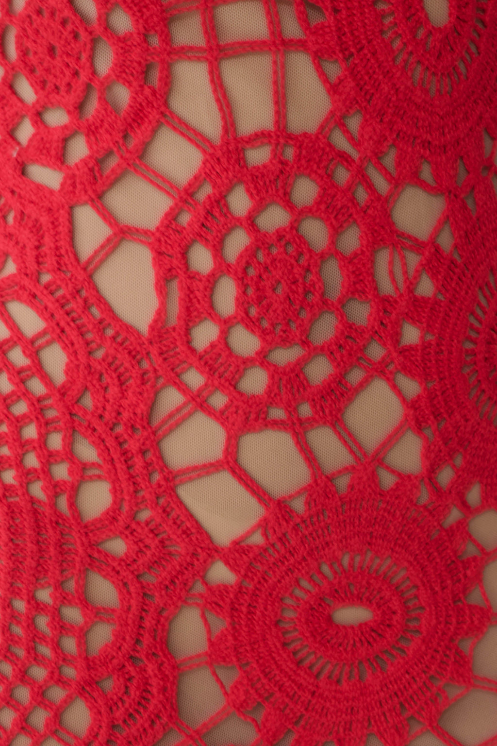 Crochet Halter Midi Dress - Red