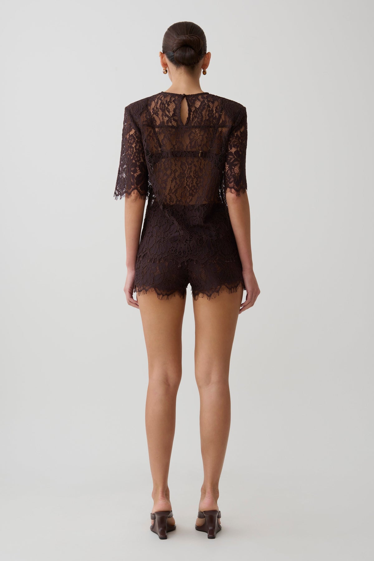 Lace Mini Shorts - Dark Chocolate