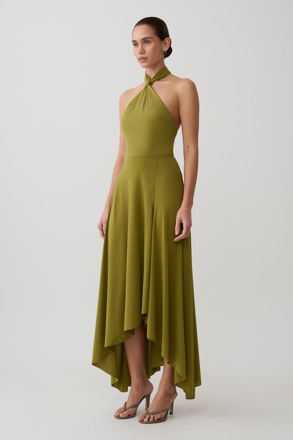 Twisted Neck Dry Jersey Bodysuit - Martini Olive