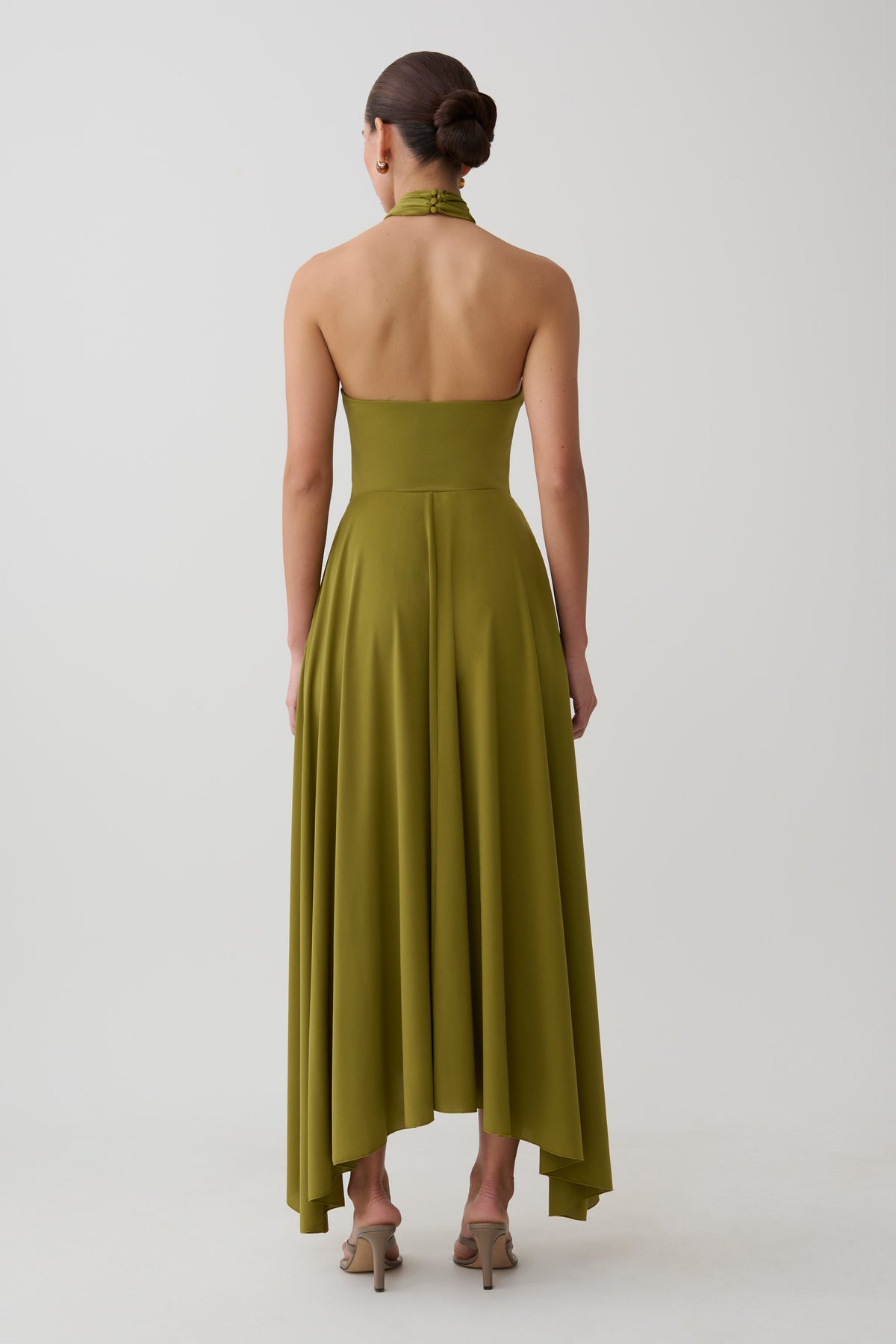Twisted Neck Dry Jersey Bodysuit - Martini Olive