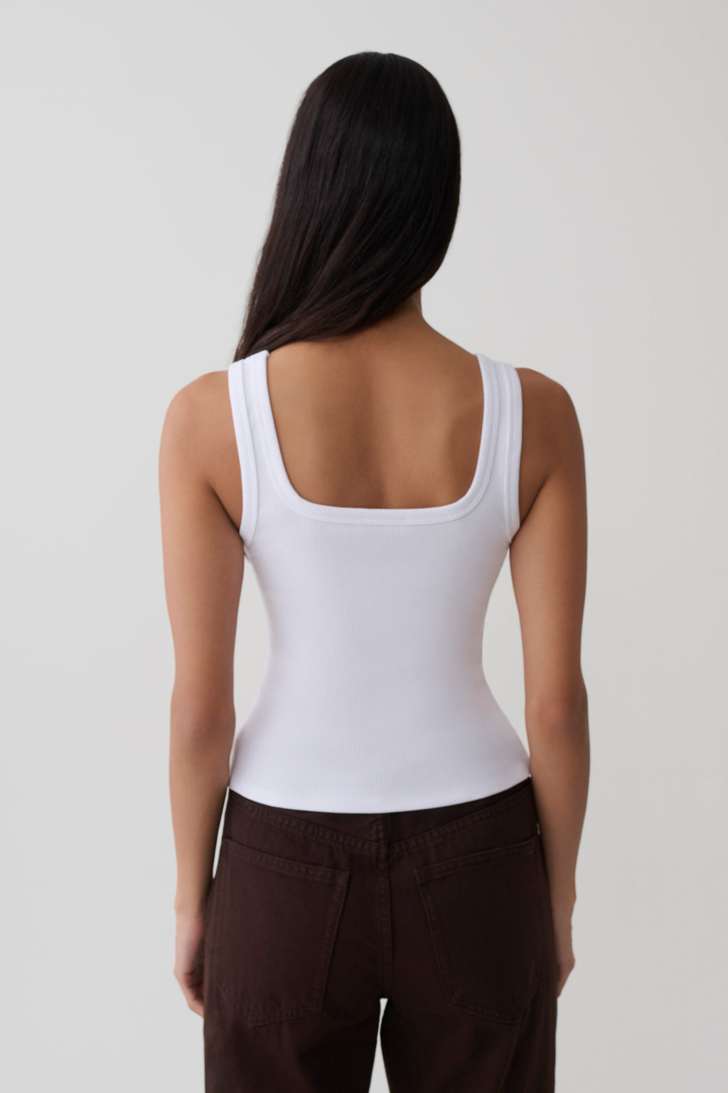 Square Neck Tank - White