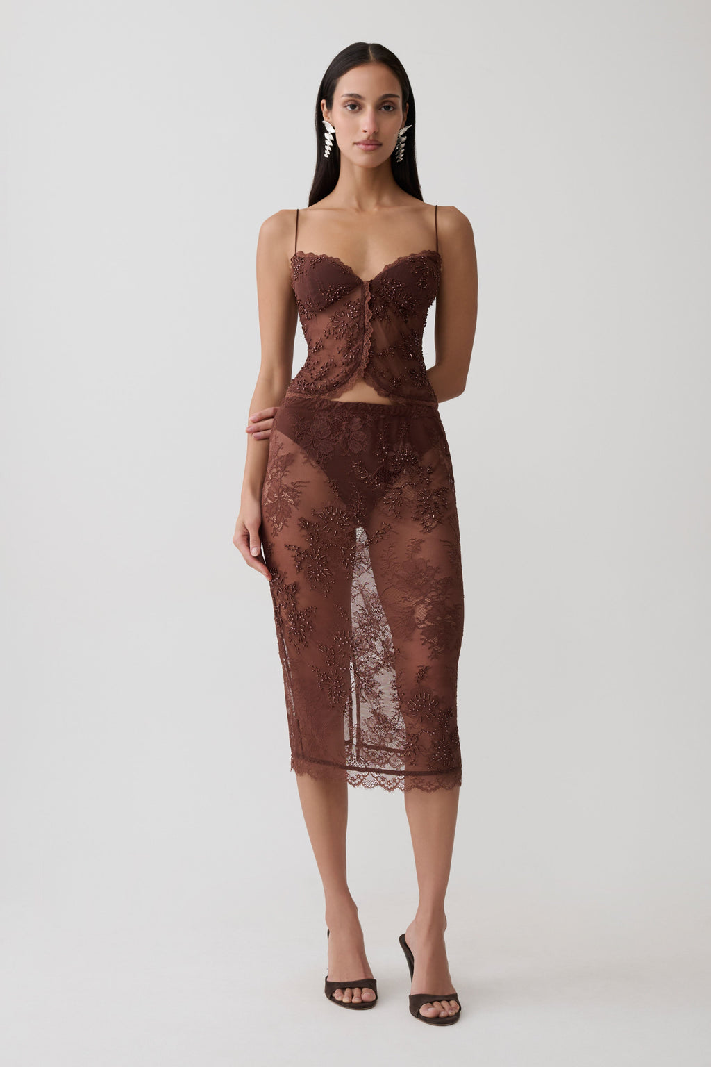 Sweetheart Lace Top - Dark Chocolate