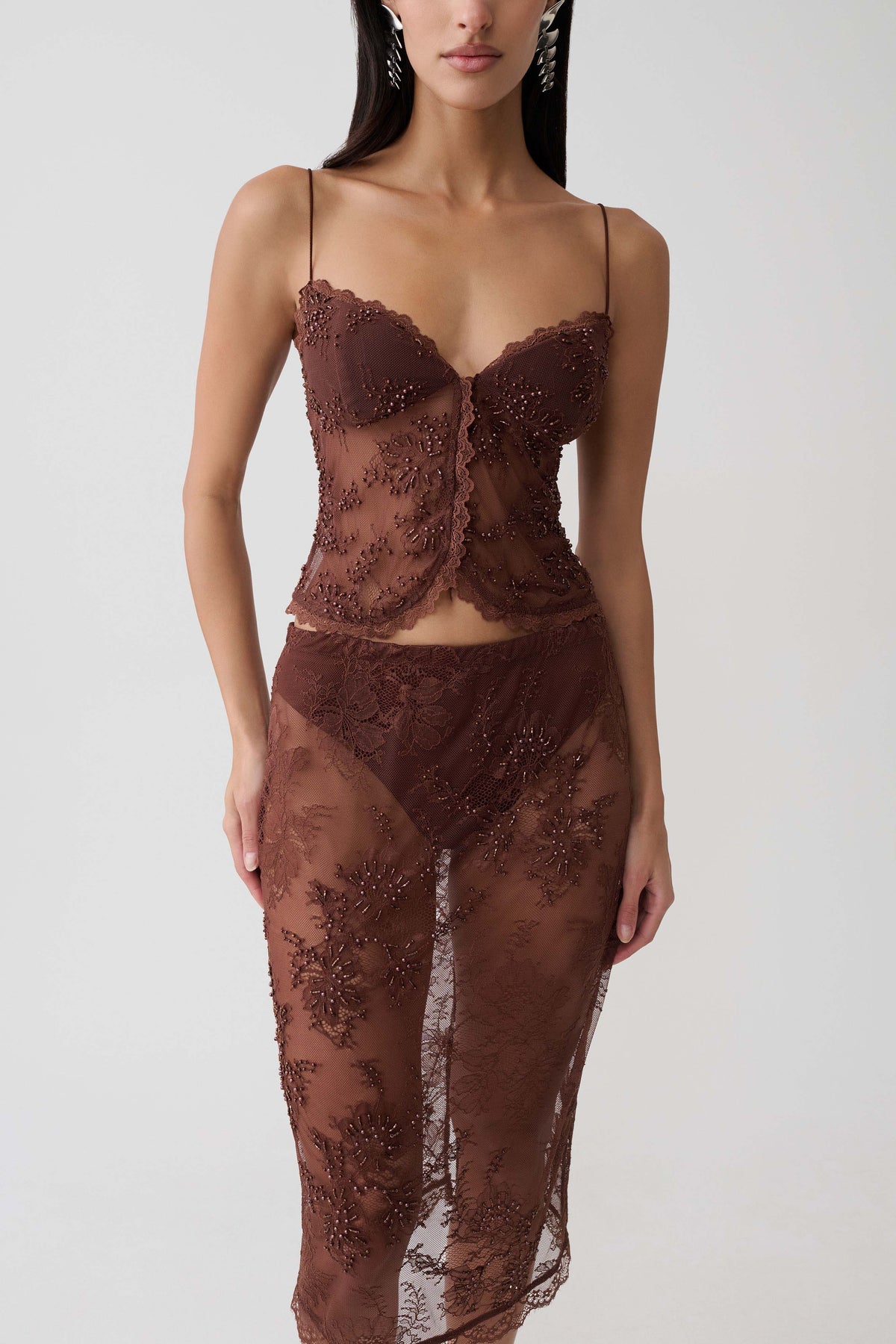 Sweetheart Lace Top - Dark Chocolate