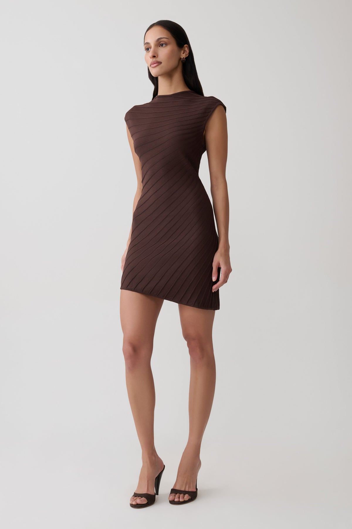 Ribbed Sleeveless Mini Dress - Dark Chocolate