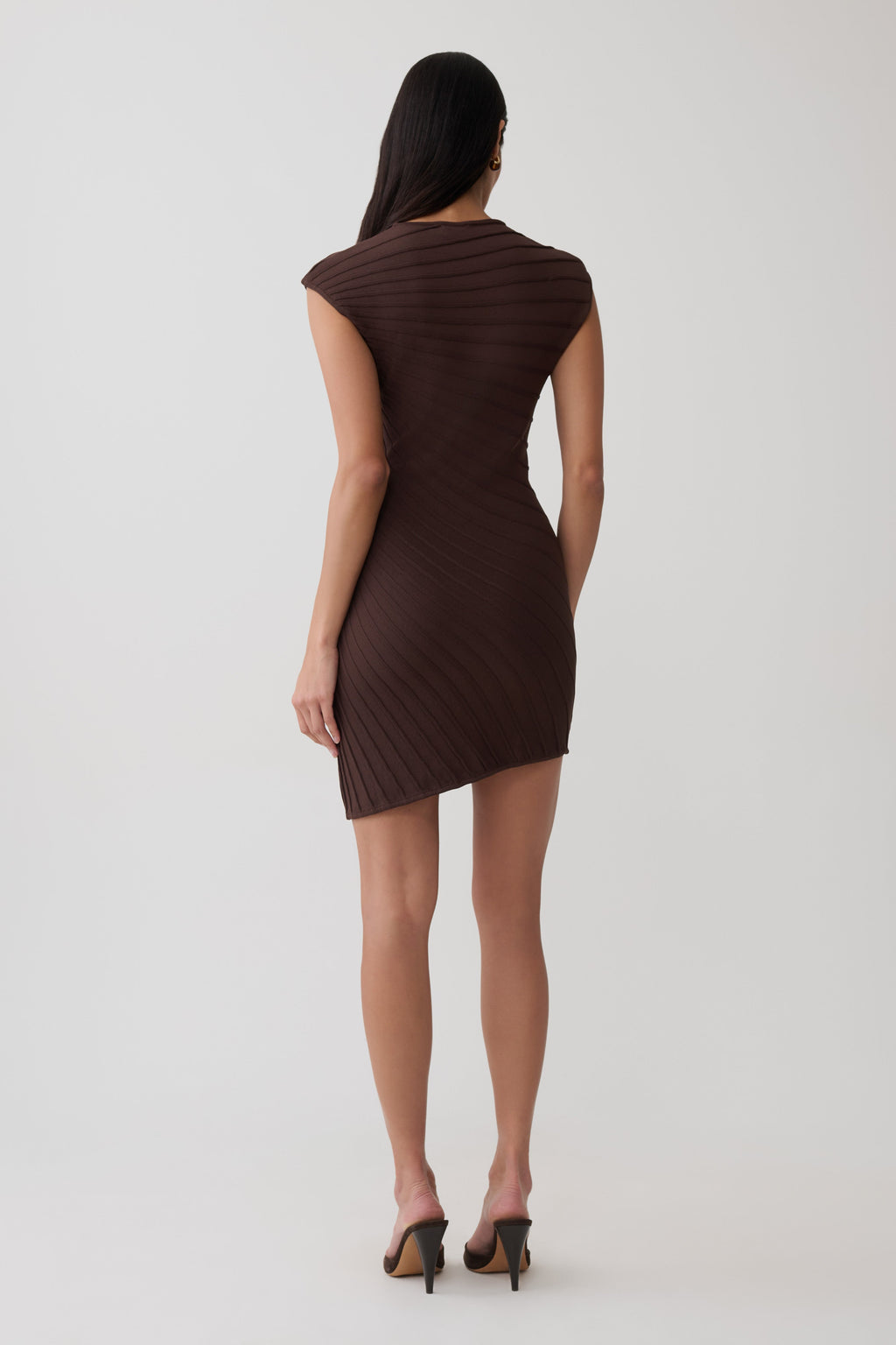 Ribbed Sleeveless Mini Dress - Dark Chocolate