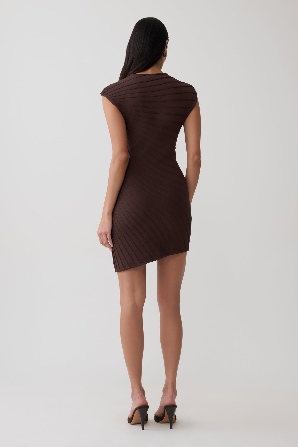 Ribbed Sleeveless Mini Dress - Dark Chocolate