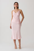 Satin Midi Skirt - Pale Pink