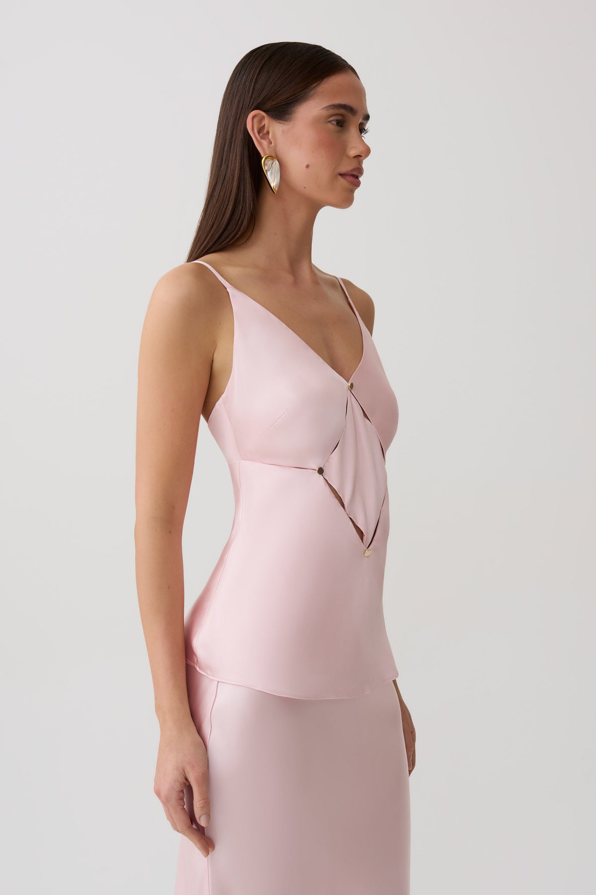 Satin Sleeveless Top - Pale Pink